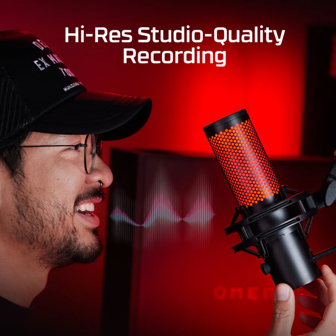 HyperX QuadCast 2 condenser gaming microphone black front view