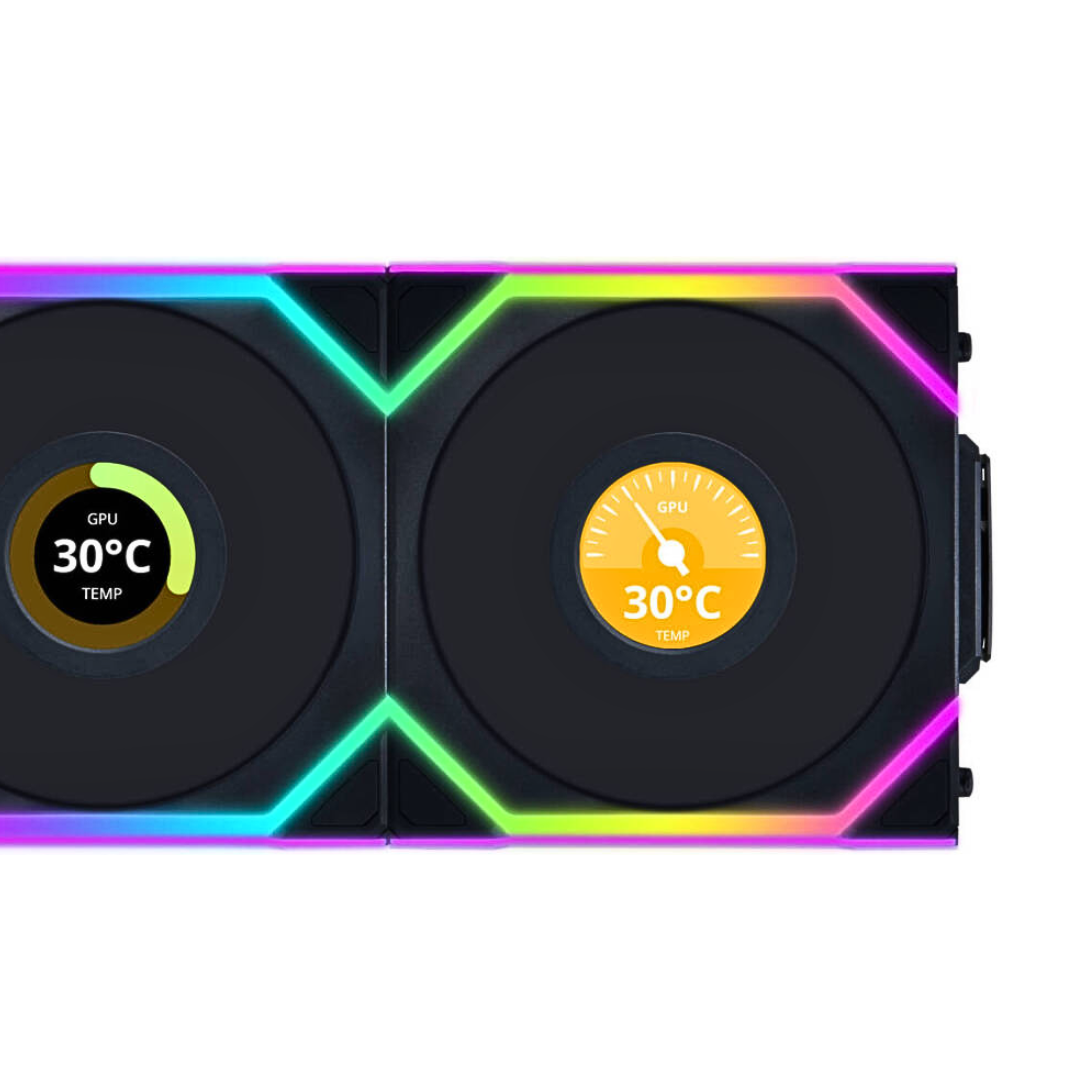 Lian-Li UNI FAN SL Wireless LCD Case Fan, 120mm Fan Size, 1900 RPM Fan Speed, 58.08 CFM Fan Airflow, Fluid Dynamic Bearing Type, Pack of 3, Black