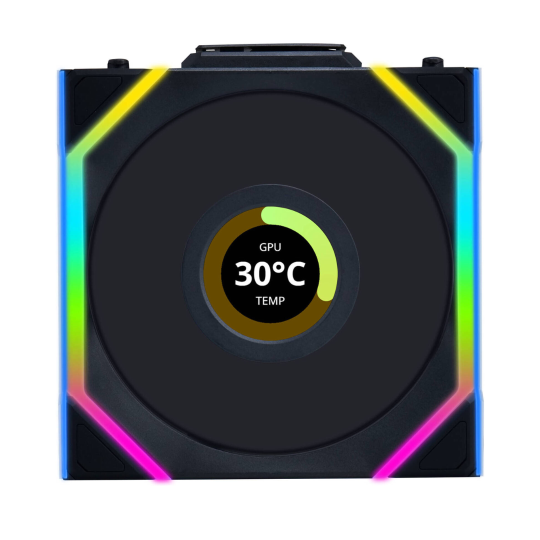 Lian-Li UNI FAN SL Wireless LCD Case Fan, 120mm Fan Size, 1900 RPM Fan Speed, 58.08 CFM Fan Airflow, Fluid Dynamic Bearing Type, Pack of 3, Black