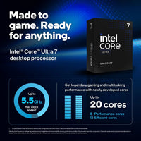 Intel Core Ultra 7 265K 3.9 GHz LGA 1851 Processor, Intel Graphics, 20 Cores & 20 Threads, 30MB Smart Cache, 5.5 GHz Max Turbo Frequency, Dual Channel DDR5 Memory, 192GB Max Memory Size | BX80768265K