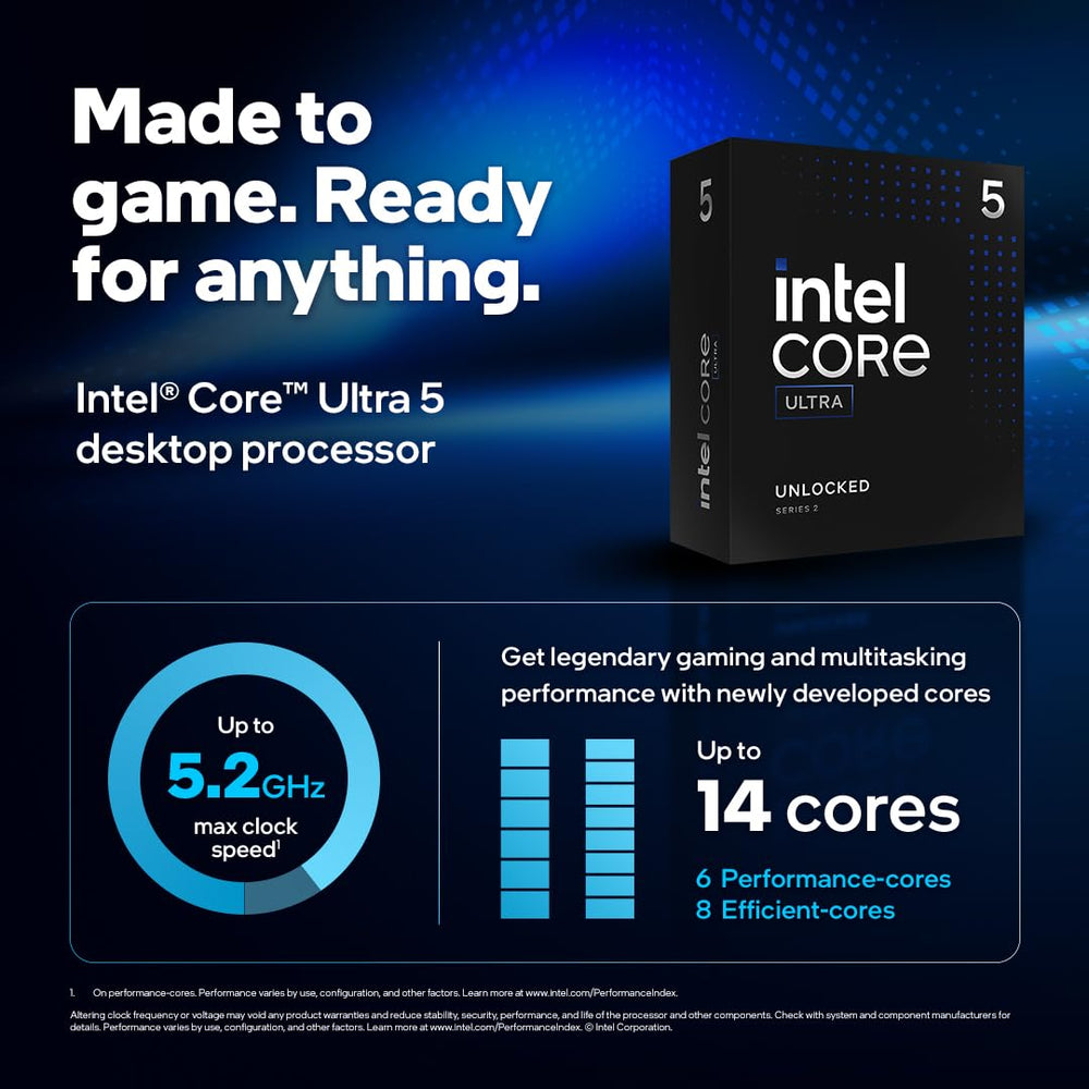 Intel Core Ultra 5 245K 4.2 GHz LGA 1851 Processor, Intel Graphics, 14 Cores & 14 Threads, 24MB Smart Cache, 5.2 GHz Max Turbo Frequency, Dual Channel DDR5 Memory, 192GB Max Memory Size | BX80768245K