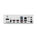 Back panel of a computer case with various ports on a white background
