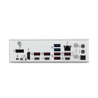 Back panel of a computer case with various ports on a white background