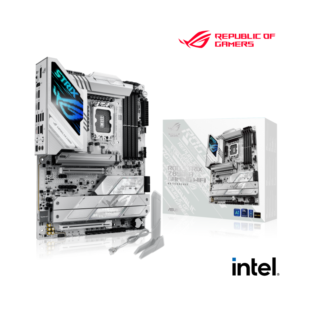 ASUS ROG Strix Z890-A Gaming WiFi Z890 LGA 1851 ATX, Intel® Core™ Ultra Series 2 Motherboard, Advanced AI PC Ready, 16+2+1+2-Stage, DDR5, WiFi 7, 2.5G, 5X M.2, Thunderbolt™ 4, USB Type-C, AI