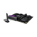 Computer motherboard with RGB lighting on a white background