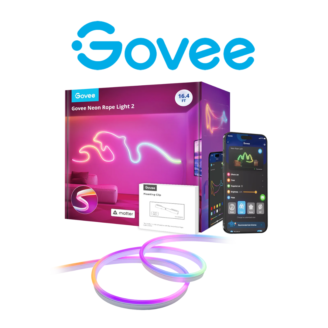 Govee Neon Lights, RGBIC Neon Rope Light 2 Works with Matter, Alexa, Google Assistant, Custom DIY Neon Strip Lights for Bedroom and Wall Decor, Shape Mapping, Softer Material, 16.4ft, White