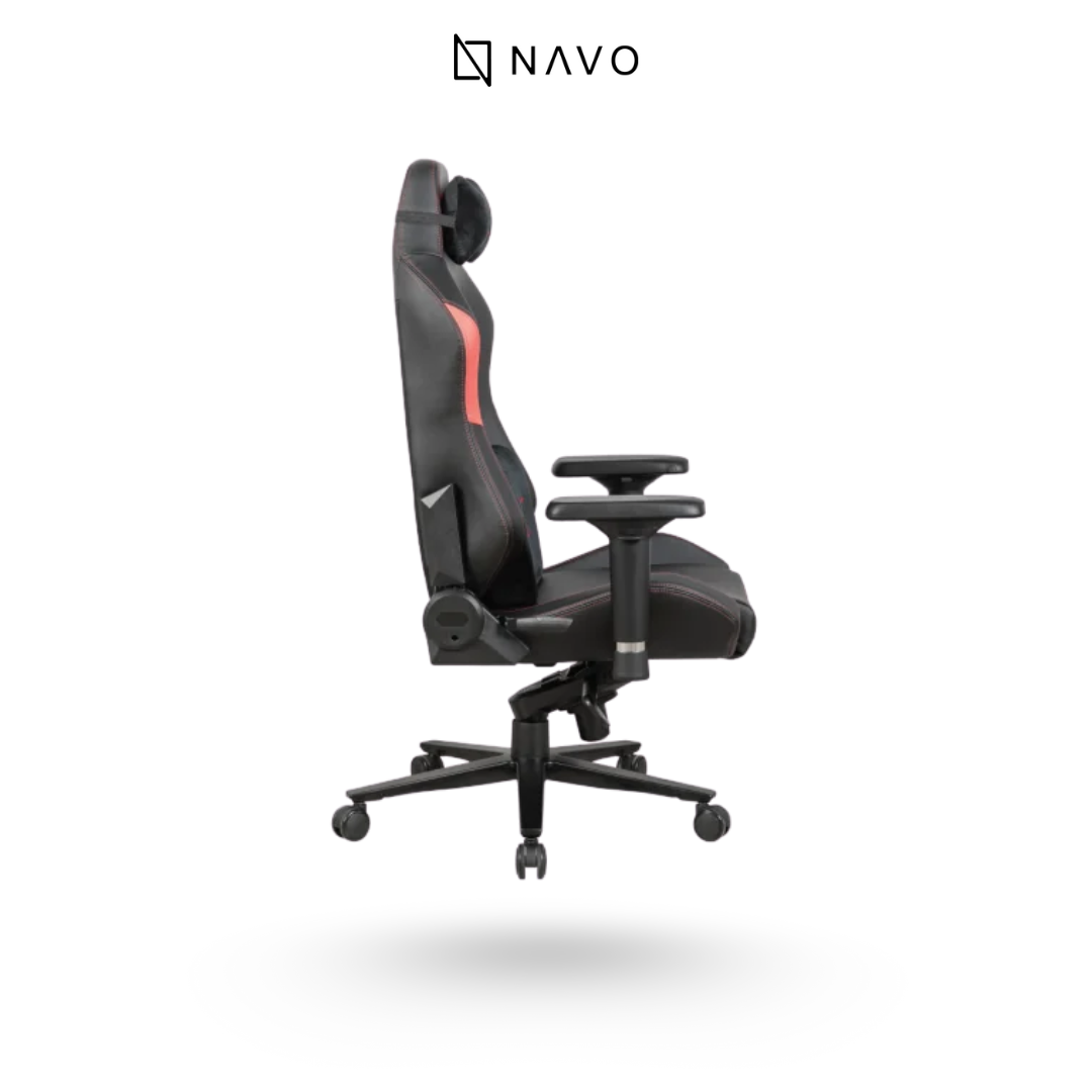 Navodesk APEX Chair, Premium Ergonomic Gaming Chair with Memory Foam Pillows, Magnetic Headrest & Integrated Lumbar Support By NAVO (CLOUD LEATHER - M, RED)