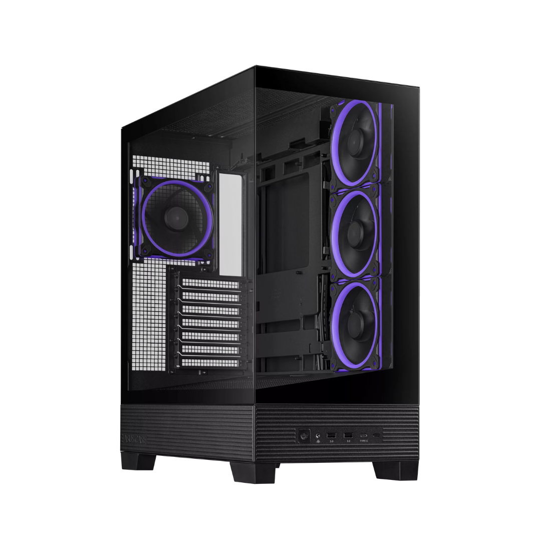 New ASUS A31 PLUS Mid Tower ATX Computer Case, 4x 120mm ARGB Pre Installed Fans, Up to 360mm Radiator Support, 7 Expansion Slot, Cable Management, Tempered Glass Panel, Black