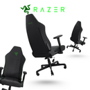Black gaming chair with Razer logo on a white background