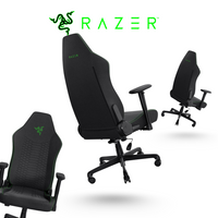 Black gaming chair with Razer logo on a white background