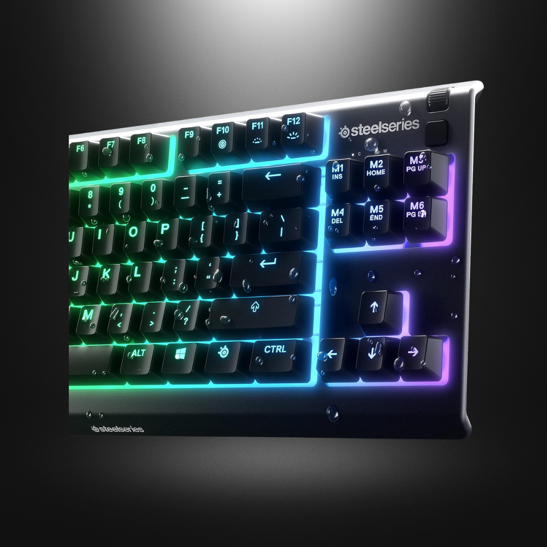 SteelSeries Apex 3 TKL - RGB Gaming Keyboard - Tenkeyless Compact Esports Form Factor - 8-Zone RGB Illumination - IP32 Water & Dust Resistant - American QWERTY Layout, Black