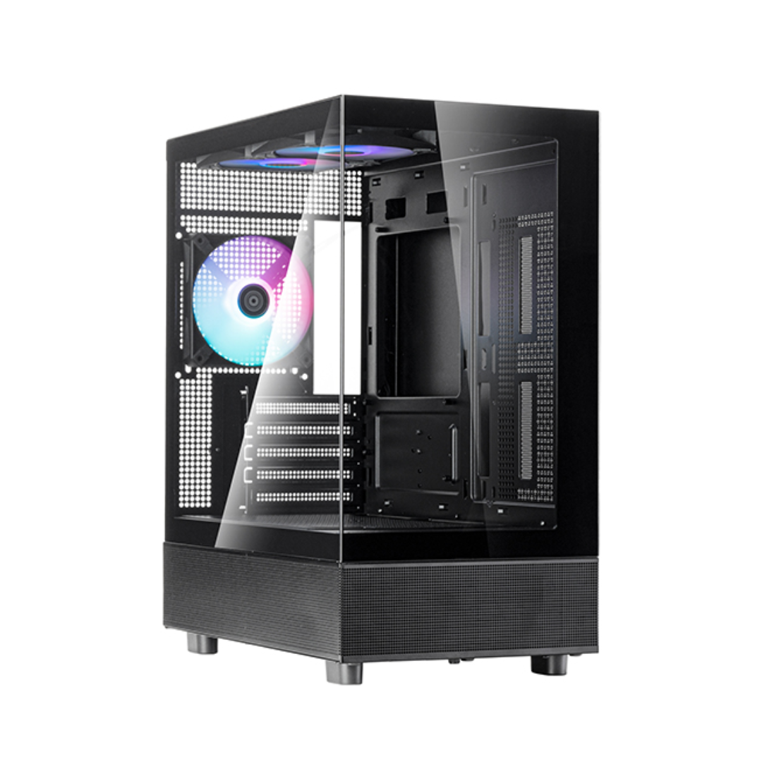Silverstone Lucid 04 BLACK Mico ATX Gaming Chassis Panoramic Tempered Glass Case - Black