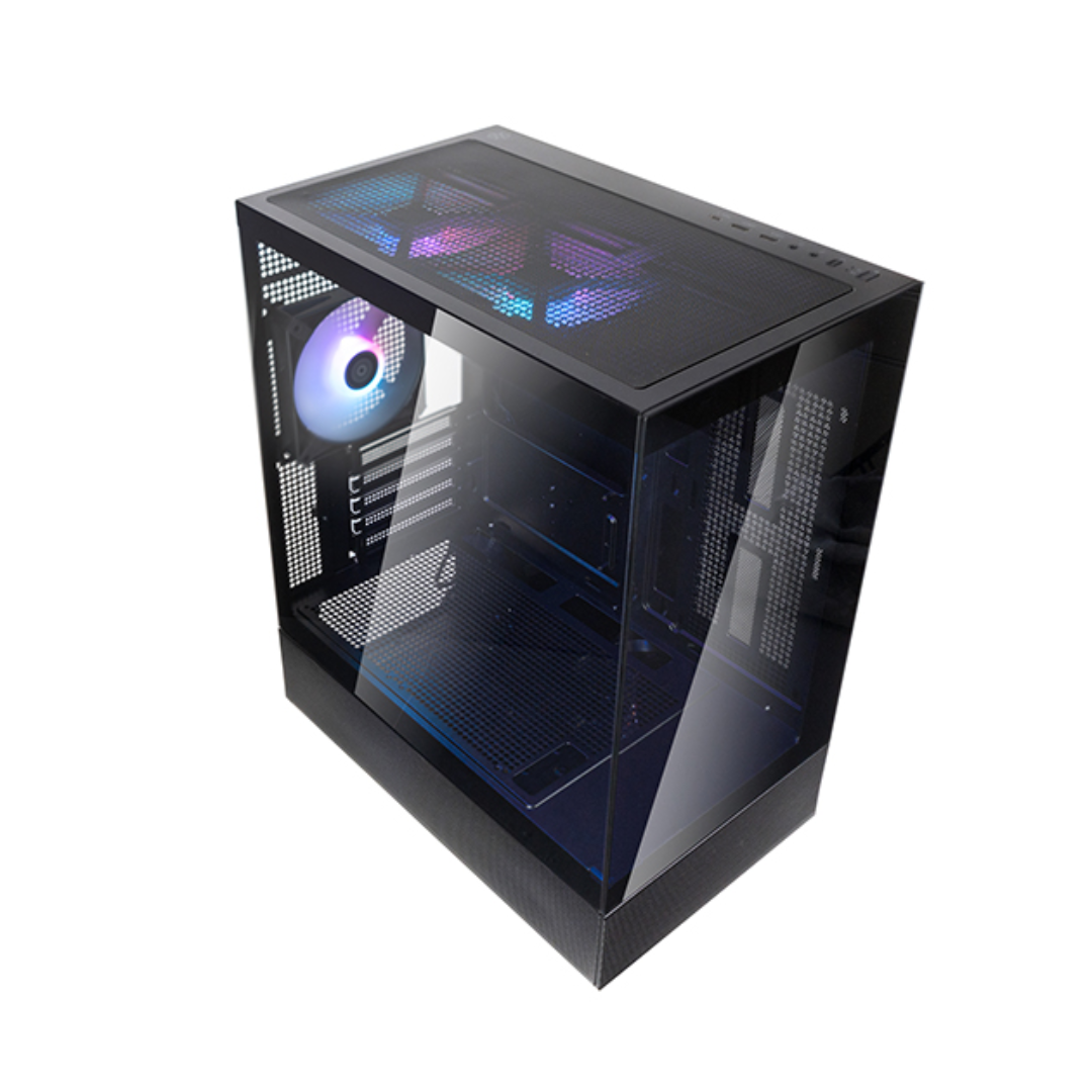 Silverstone Lucid 04 BLACK Mico ATX Gaming Chassis Panoramic Tempered Glass Case - Black